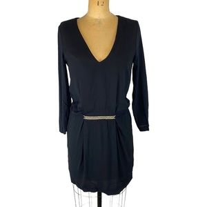 🌷 Zara Black Mini Dress with Gold Chain Detail Size S